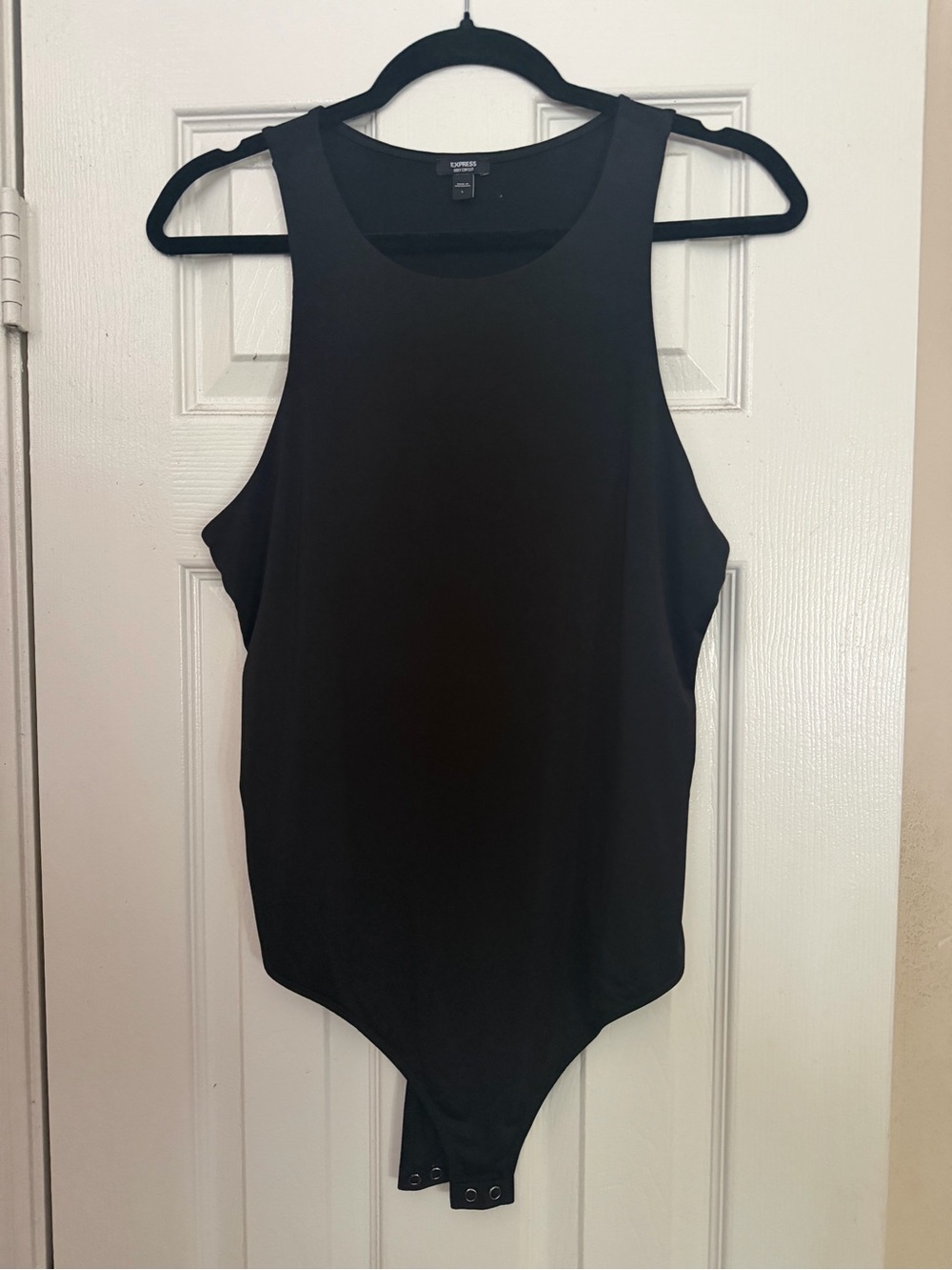 Express Black Sleeveless Bodysuit - High Neck Tank Style Body Contour